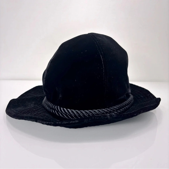 Yves Saint Laurent Vintage‎ Black Velvet Rope Detail Floppy Hat - Picture 3 of 10